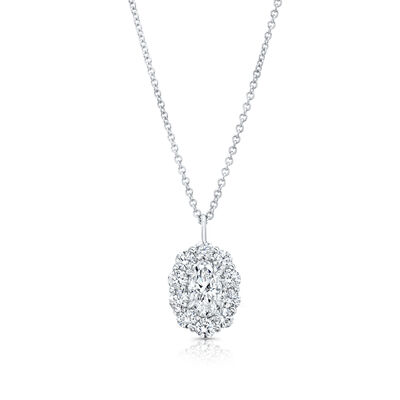 Rahaminov Oval Diamond Halo Necklace, 18k White Gold