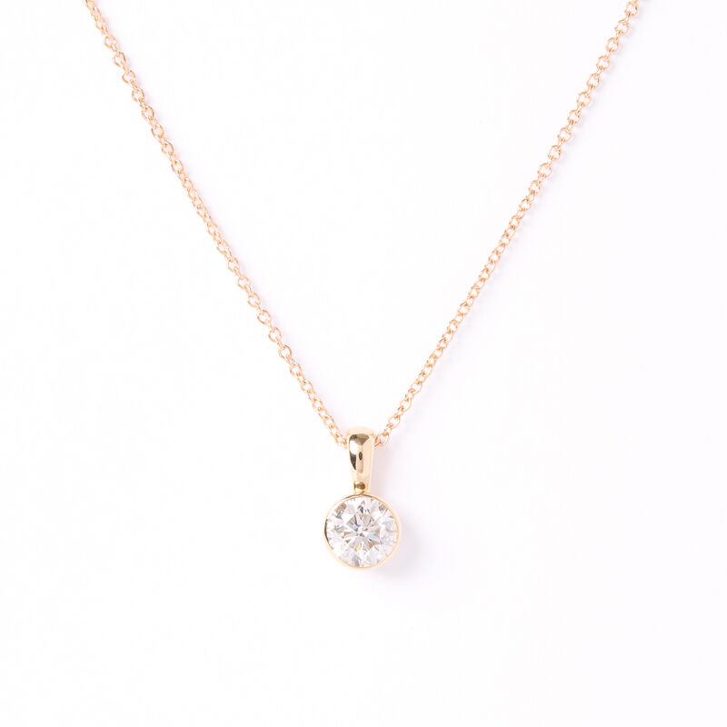 Classic Round Diamond Invisible Bezel Pendant, &frac12; Carat Total Weight, 14K Yellow Gold image number 0