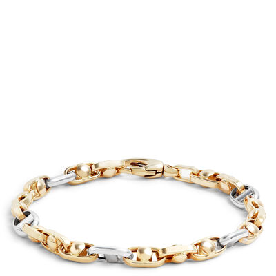 Toscano 8.25-Inch Anchor Link Two-Tone Bracelet, 14k White and Yellow Gold