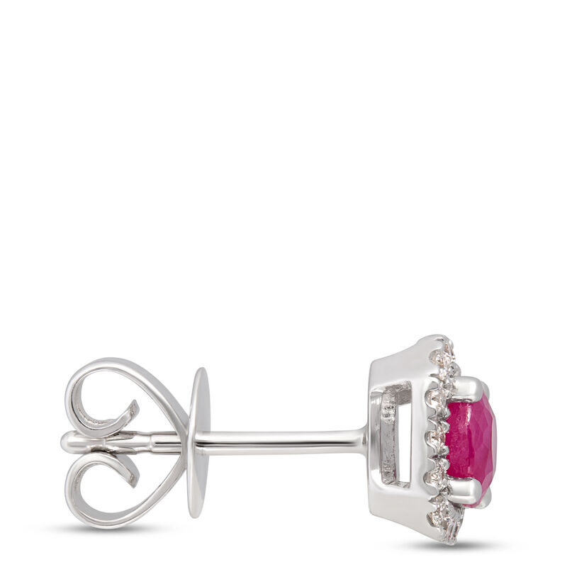 Rudy Studs with Diamond Halo, 14K White Gold image number 1