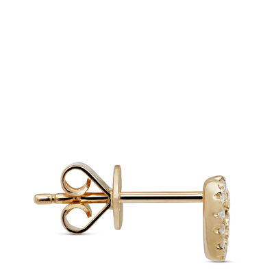 Diamond Heart Single Stud Earring, 14K Yellow Gold