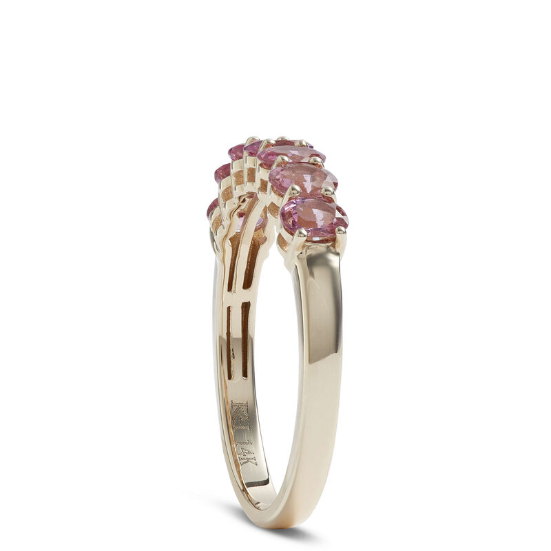 Seven Oval Pink Tourmaline Ring in 14K Yellow Gold image number 1