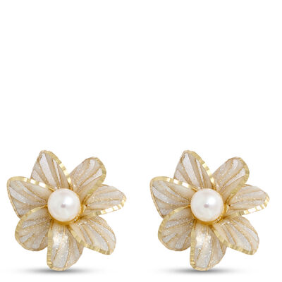 Toscano Daisy-Shaped Enamel Studs, 14K Yellow Gold