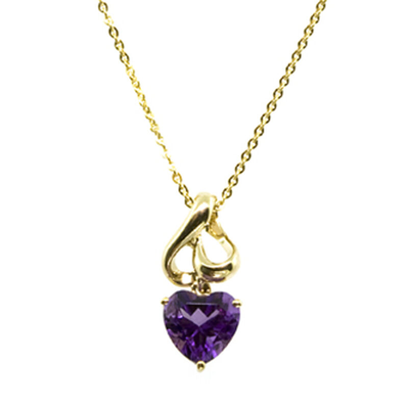 Amethyst Heart Pendant 14K image number 1