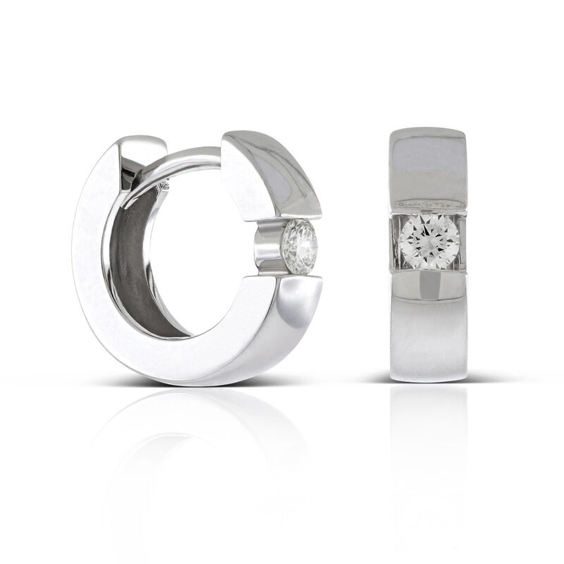 Diamond Huggie Earrings, 14k White Gold image number 0