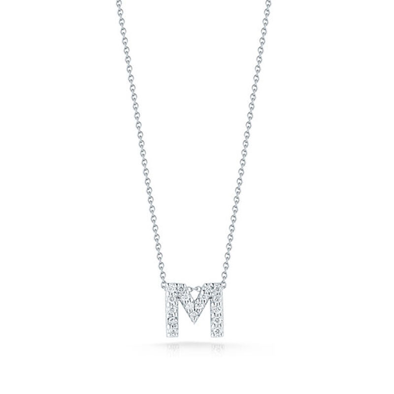 Roberto Coin 18K White Gold Tiny Treasures Diamond Initial Pendant Letter 'M' image number 0