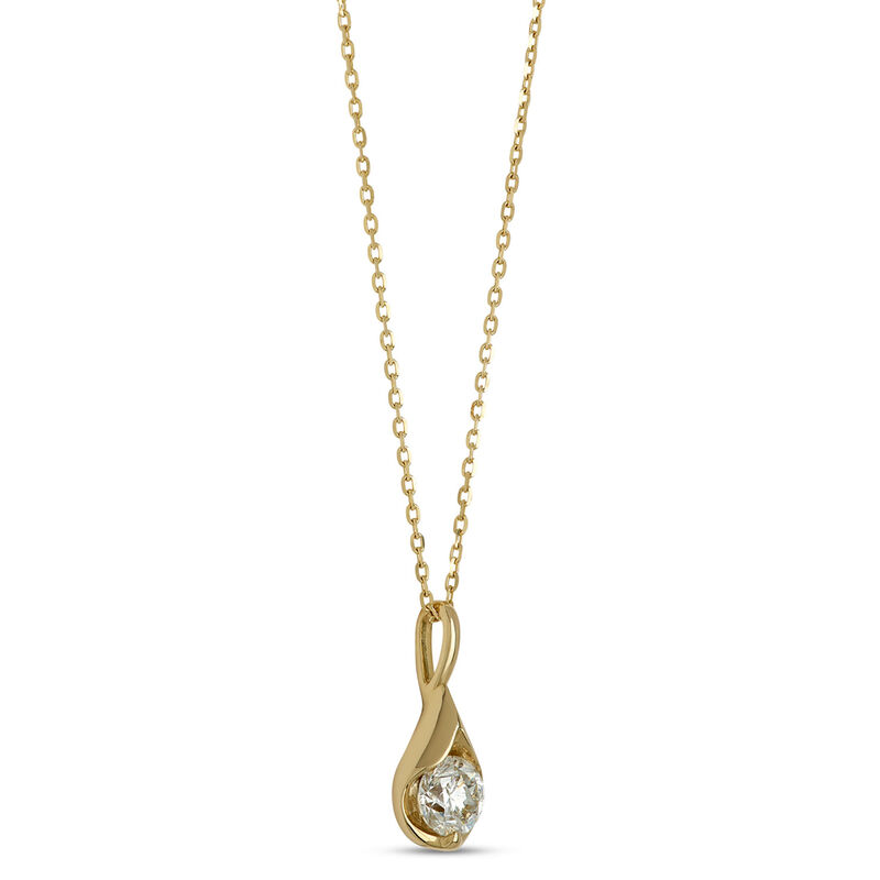 Classic Round Diamond Pendant, &frac12; Carat, 14K Yellow Gold image number 1