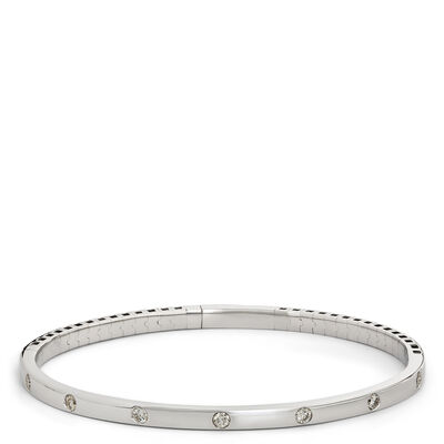 Classic Round Diamond Bangle, 0.5 Carat Total Weight, 14K White Gold