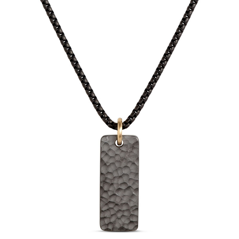 Zirconium Dog Tag Pendant on 24-Inch Black Stainless-Steel Chain image number 0