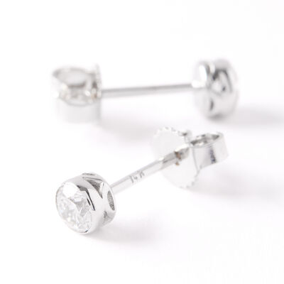 Invisible Bezel Classic Round Diamond Studs, &frac12; Carat, 14K White Gold