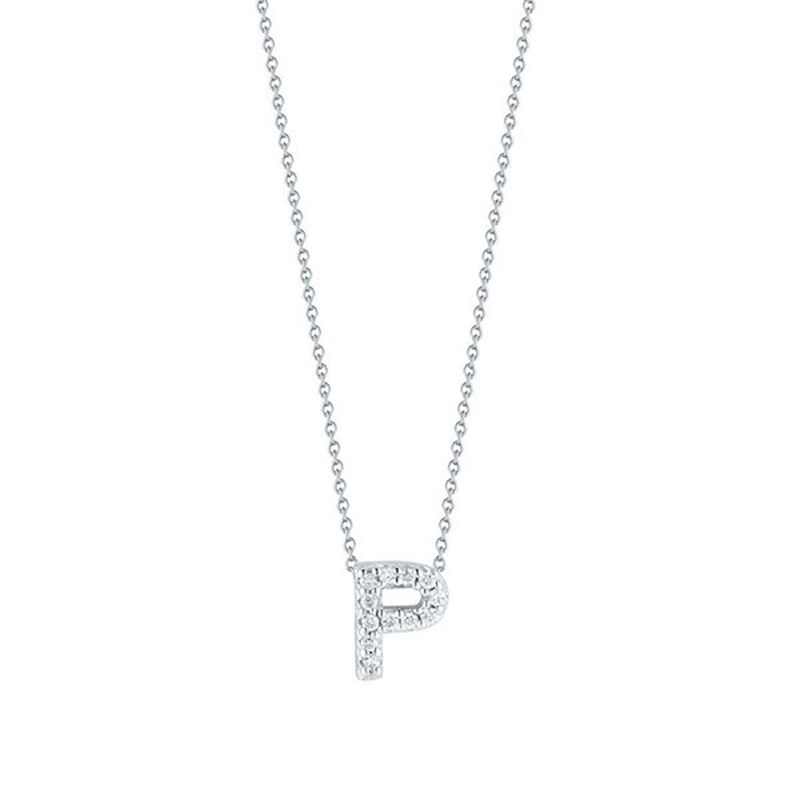 Roberto Coin 18k White Gold Tiny Treasures Diamond Love Letter &ldquo;P&rdquo; Necklace image number 0