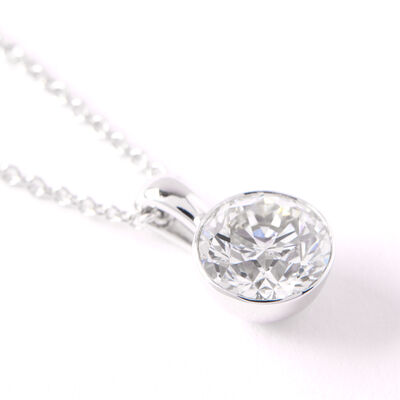 Classic Round Diamond Invisible Bezel Pendant, 1 Carat Total Weight, 14K White Gold