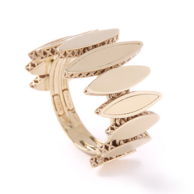 Toscano Marquise Shaped Station Ring, 14K Yellow Gold, Size 7
