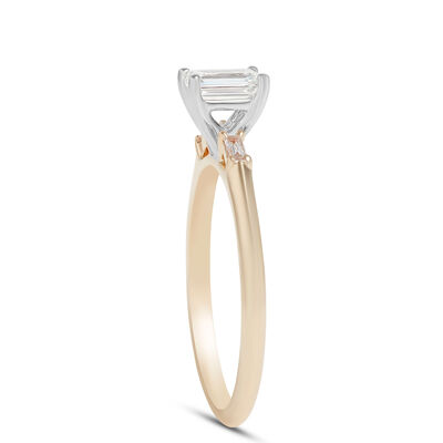 Emerald Cut Diamond Engagement Ring, 14K Yellow Gold