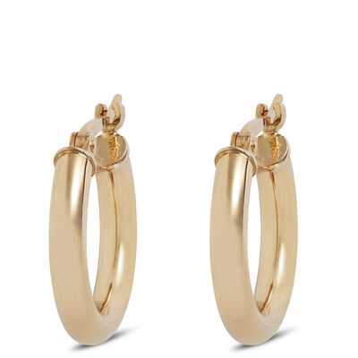 15MM Hoop Earrings, 14K Yellow Gold