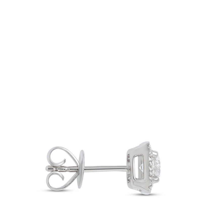 Diamond Halo Stud Earrings in 14K White Gold image number 1