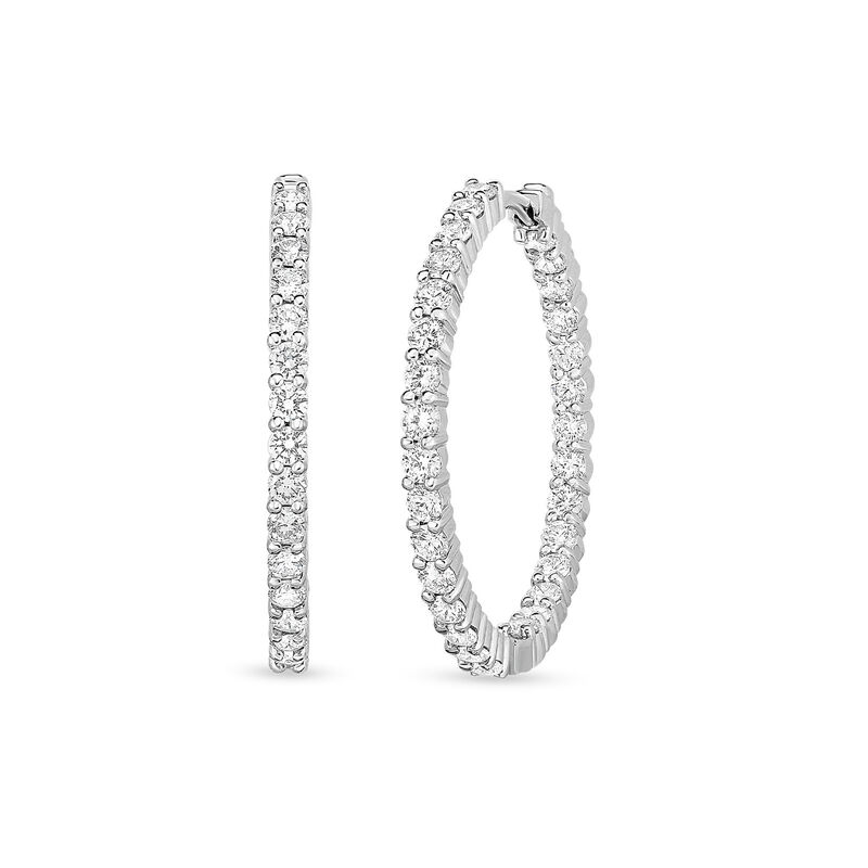 Roberto Coin 18K White Gold The Perfect Diamond Hoop&reg; Inside Outside Earrings image number 0