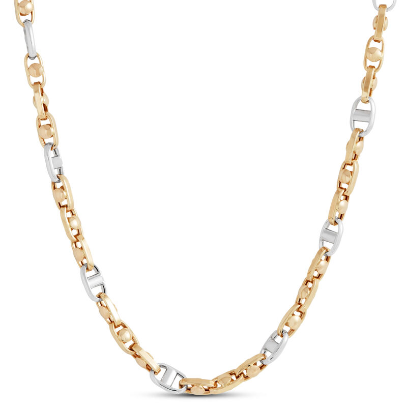 Toscano 24-Inch Anchor Link Two-Tone Necklace, 14k White and Yellow Gold image number 0