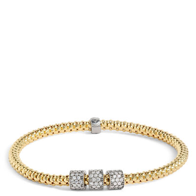 Toscano Stretchy Bracelet with Diamonds, 18K Yellow Gold