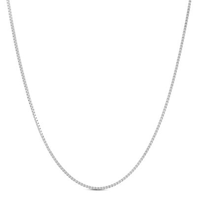 22-Inch Box Chain Necklace, 14K White Gold