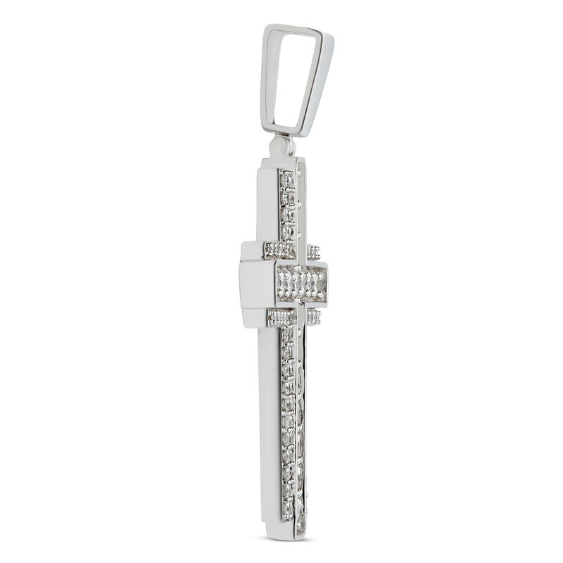 Diamond Cross Pendant, 14K White Gold image number 1