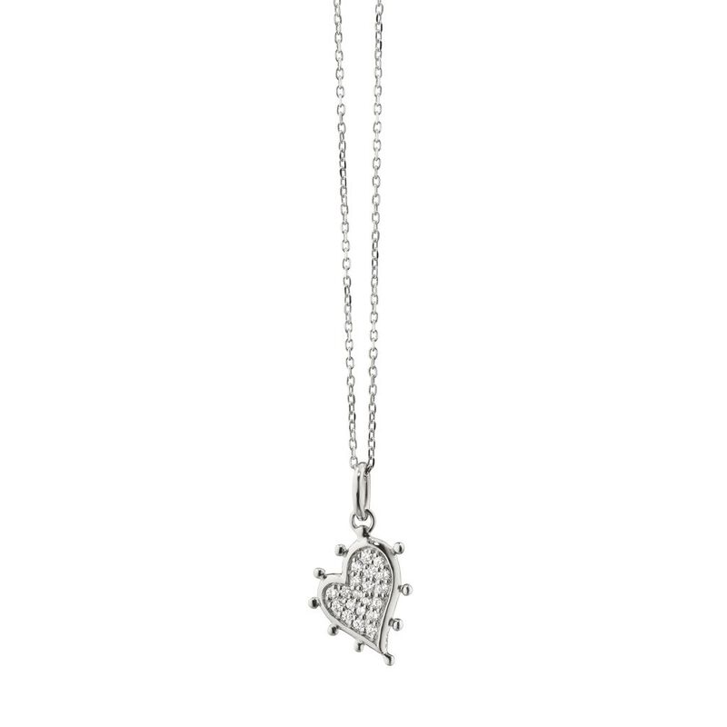 Monica Rich Kosann Petite Pave White Sapphire Heart Necklace, Sterling Silver image number 0