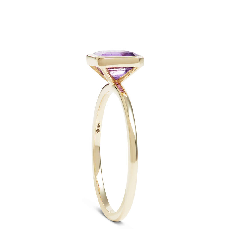 Square Bezel Set Amethyst Ring, 14K image number 1