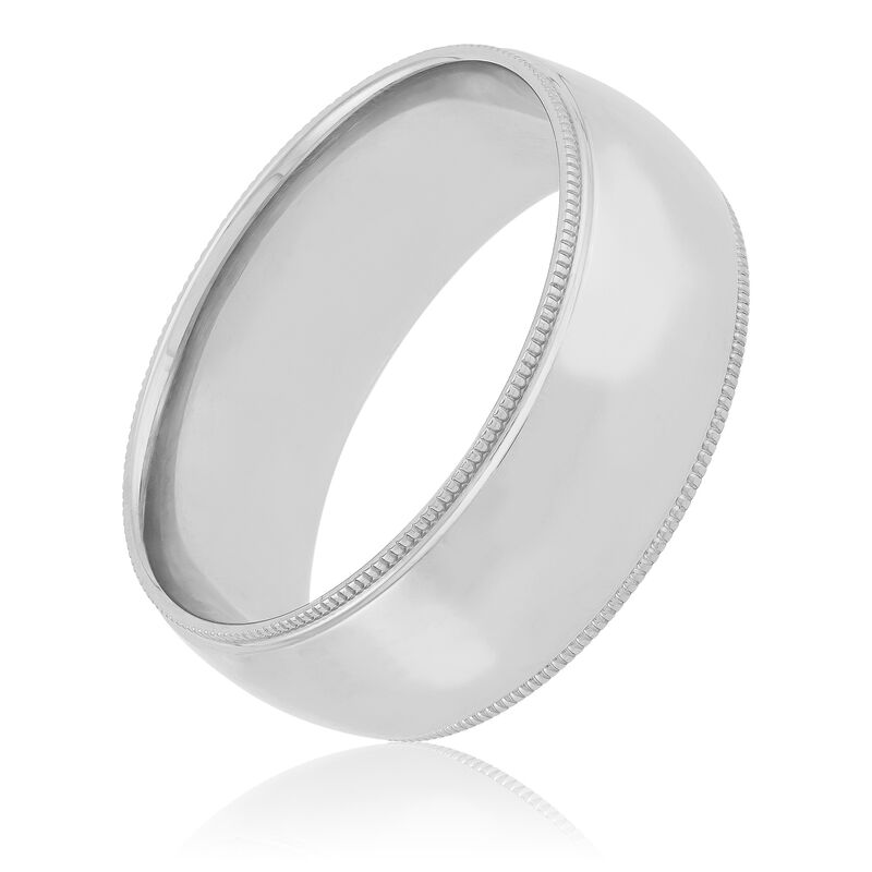 Polished Milgrain Edge Comfort Fit 8mm Band in Platinum image number 0