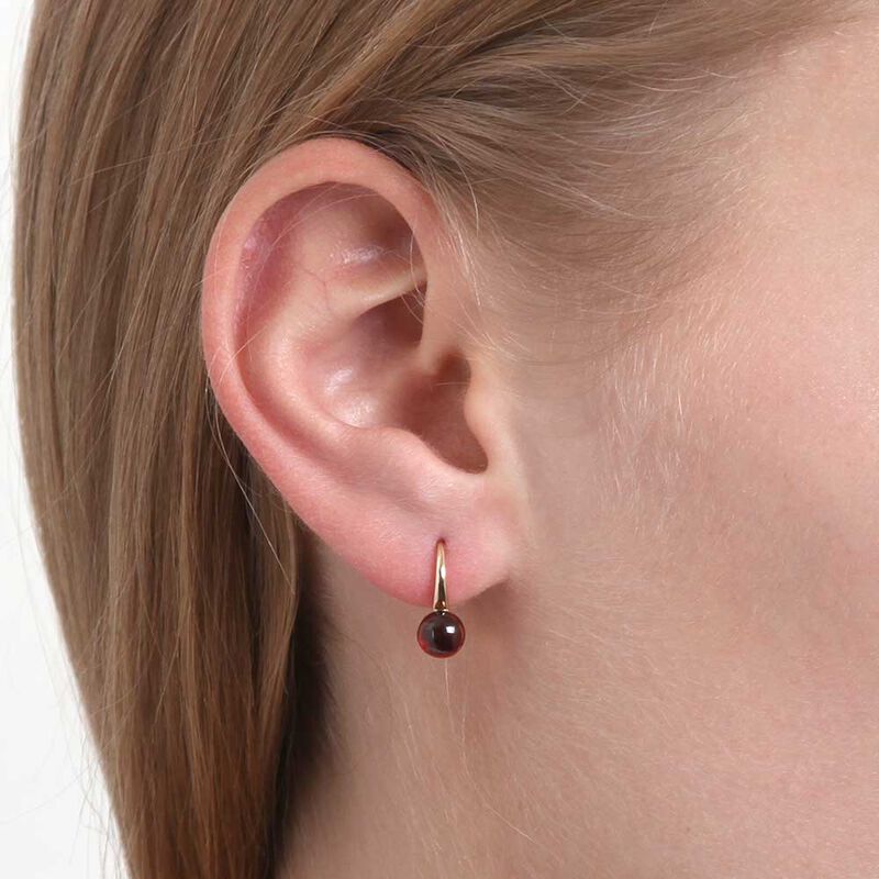 15MM Cabochon Garnet Earrings 14K image number 1