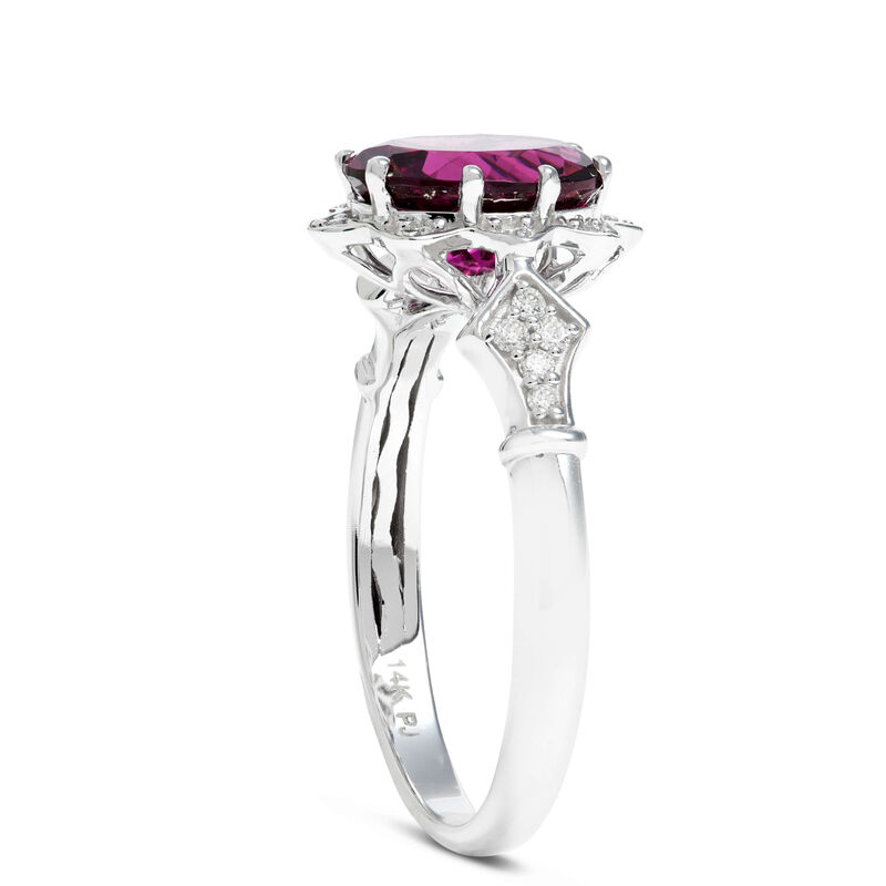 Purple Garnet Star Ring, 14K White Gold image number 1