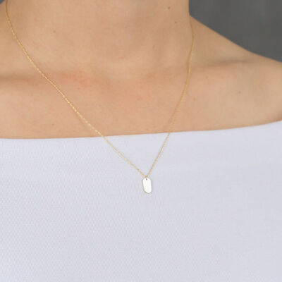 Mini Dog Tag Pendant, 14K Yellow Gold