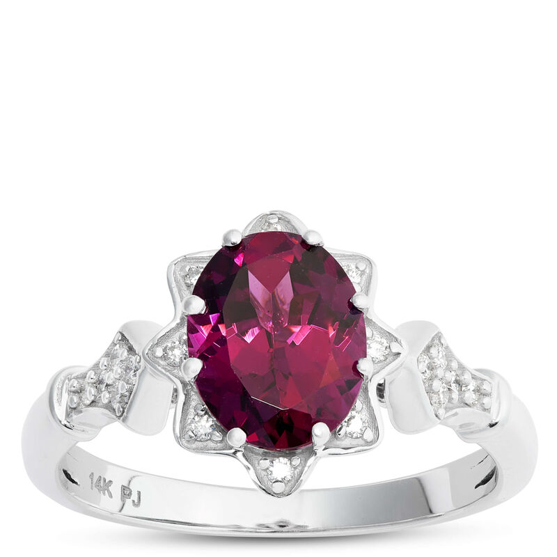 Purple Garnet Star Ring, 14K White Gold image number 0