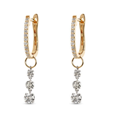 Two Tone Diamond Hoops, 1 Carat Total Weight, 14K White and Yellow Gold