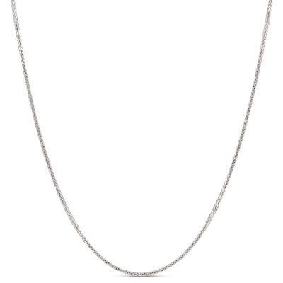 Classic 22-Inch Wheat Chain Necklace, 14K White Gold
