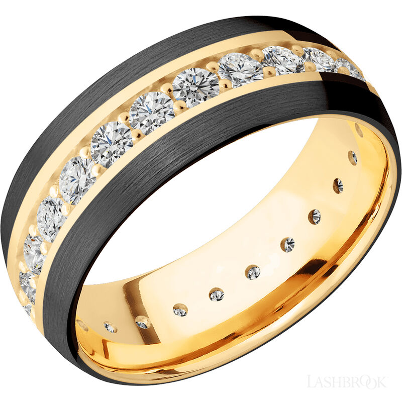 14K Yellow Gold with Polish Finish and Zirconium Inlay image number 0