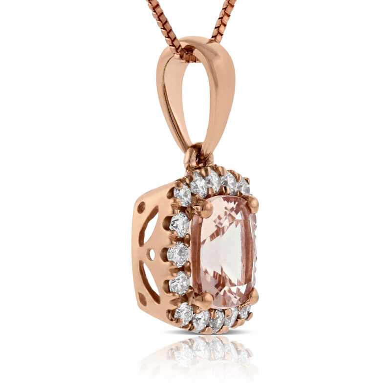 Rose Gold Morganite & Diamond Pendant 14K image number 2
