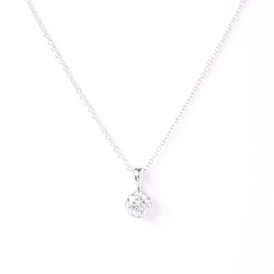 Classic Round Diamond Invisible Bezel Pendant, &frac12; Carat Total Weight, 14K White Gold