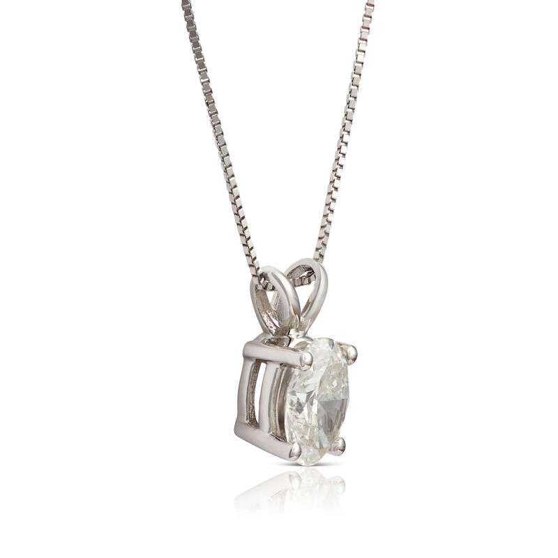 Oval Diamond Pendant, &frac34; Carat Total Weight, 14K White Gold image number 1