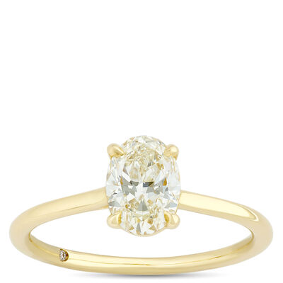 Timeless Bella Ponte Oval Diamond Engagement Ring, 1 Carat Weight, 14K Yellow Gold