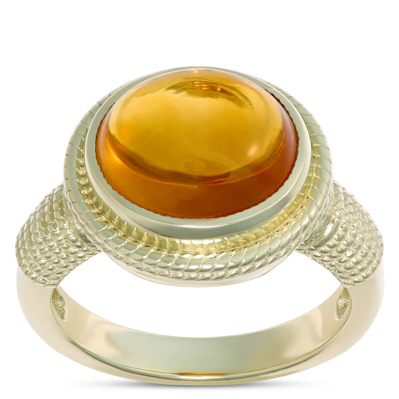 Oval Citrine Cabochon Ring, 14K Yellow Gold image number 0