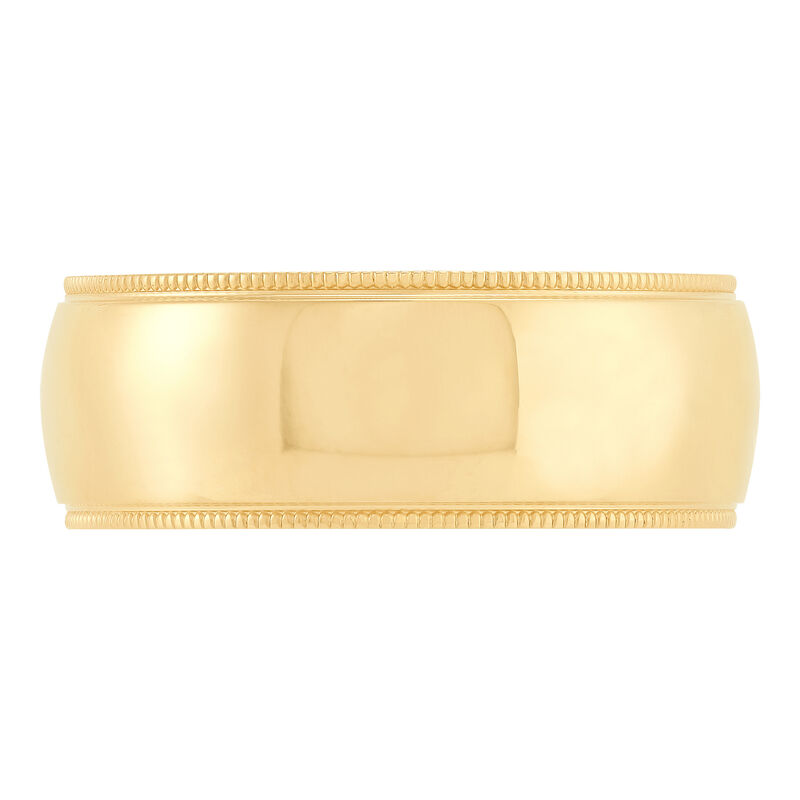Yellow Gold Polished Milgrain Edge Comfort Fit 8mm Band 14K image number 2