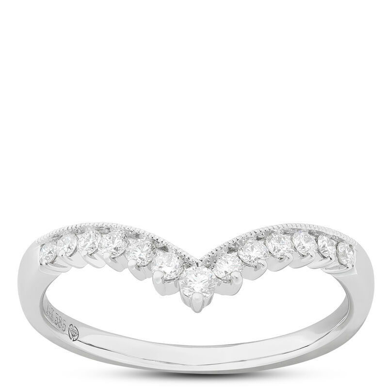 Chevron Diamond Band, 14K White Gold image number 0