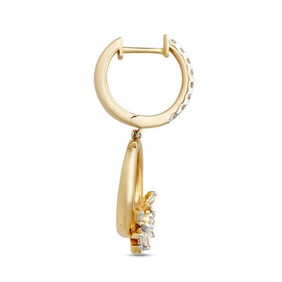 Diamond Cluster Hoops, 1 ⅓ Carat Total Weight, 14K Yellow Gold