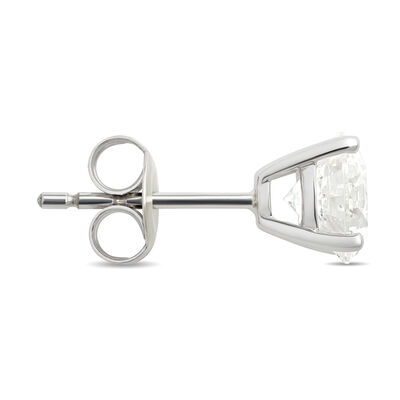 Classic Round Diamond Studs, 2 Carat, in 14K White Gold