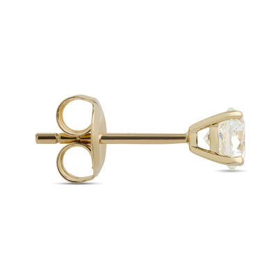 Classic Round Diamond Studs, 1 Carat, in 14K Yellow Gold