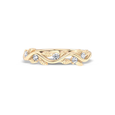 Round Diamond Band, 1/10 Carat Total Weight, 14K Yellow Gold Size 6.5