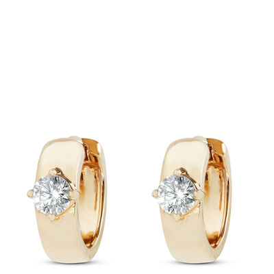 Ben Bridge Signature Diamond Solitaire Hoop Earrings, 18K Yellow Gold
