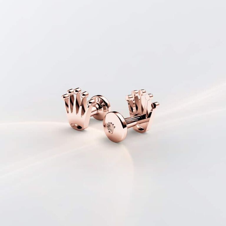 Rolex Crown cufflinks, 18 kt Everose gold, A1015