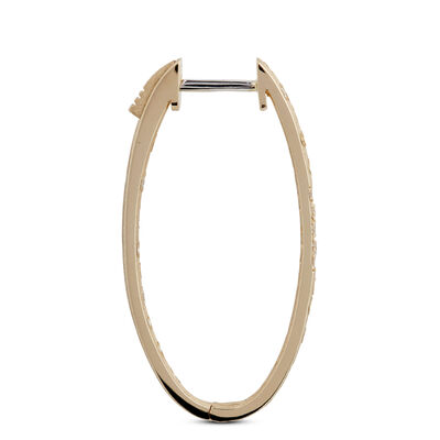 23MM Oval Hoop Confetti Diamond and Gold Earrings, 14K Yellow Gold
