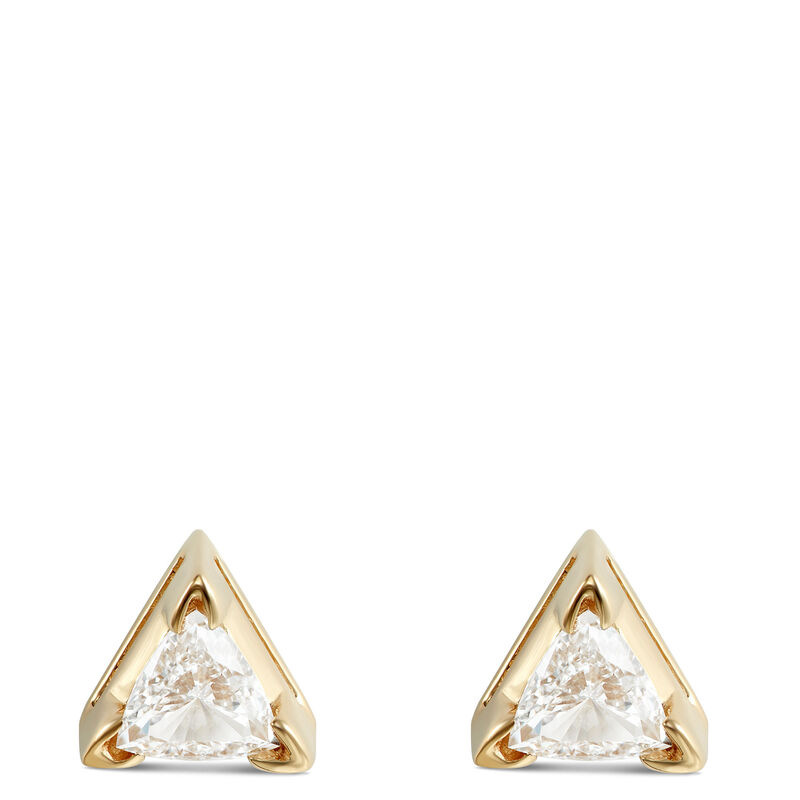 Trillion Diamond Studs, ⅕ Carat, in 14K Yellow Gold image number 0